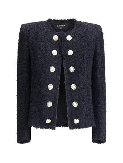 Balmain Tweed Spencer Jacket In Black