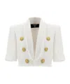Balmain Spencer Tweed 6-button Short-sleeve Jacket In White