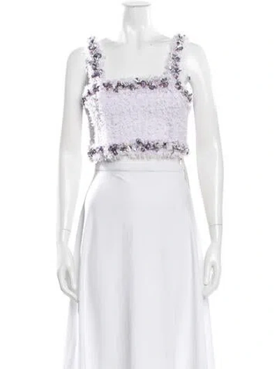 Pre-owned Balmain Tweed Square Neckline Crop Top In Neutral