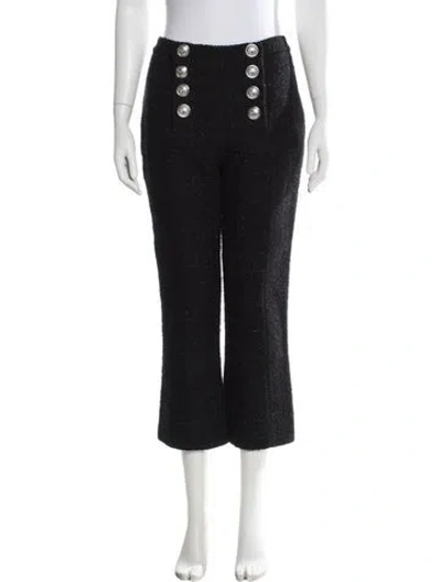 Pre-owned Balmain Tweed Straight Leg Pants In Black