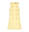 Balmain Button-embellished Tweed Minidress In Yellow
