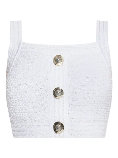 Balmain Tweed Top In White