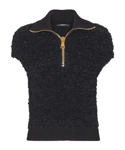 Balmain Tweed Top In Black