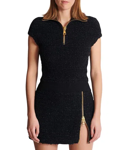 Balmain Tweed Top In Black