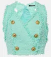 Balmain Tweed Top In Green