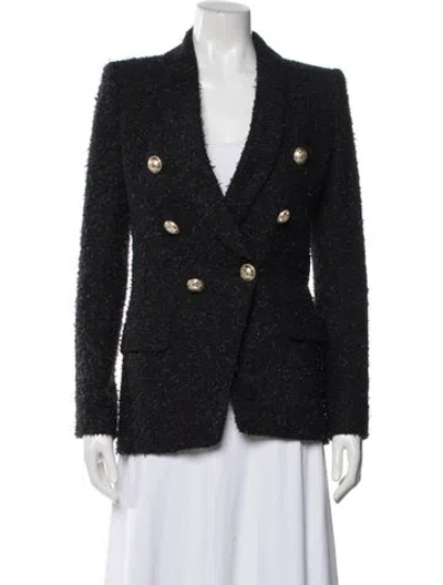 Pre-owned Balmain Tweed Tweed Pattern Blazer In Black
