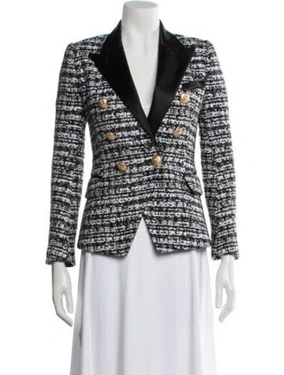 Pre-owned Balmain Tweed Tweed Pattern Blazer In Black