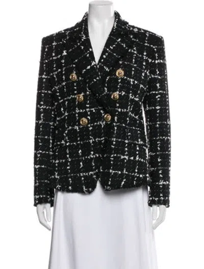 Pre-owned Balmain Tweed Tweed Pattern Blazer In Black