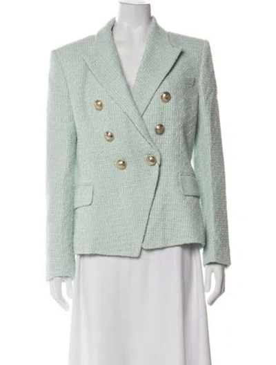 Pre-owned Balmain Tweed Tweed Pattern Blazer In Green