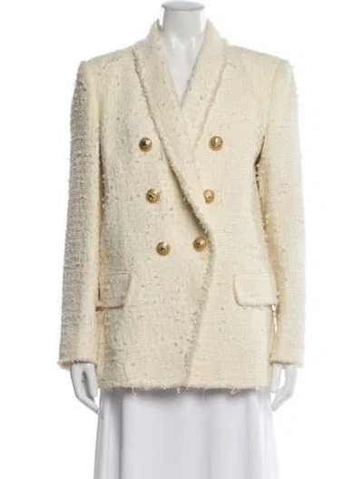 Pre-owned Balmain Tweed Tweed Pattern Blazer In Neutral