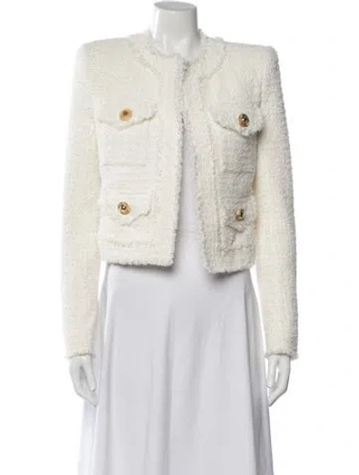 Pre-owned Balmain Tweed Tweed Pattern Blazer In Neutrals