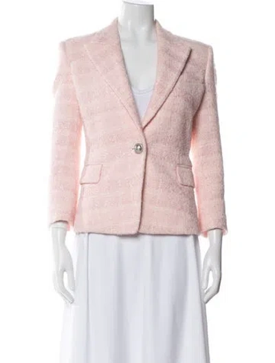 Pre-owned Balmain Tweed Tweed Pattern Blazer In Pink