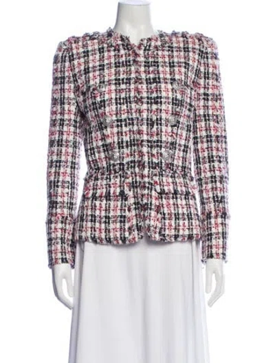 Pre-owned Balmain Tweed Tweed Pattern Blazer In Red