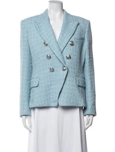 Pre-owned Balmain Tweed Tweed Pattern Blazer W/ Tags In Blue
