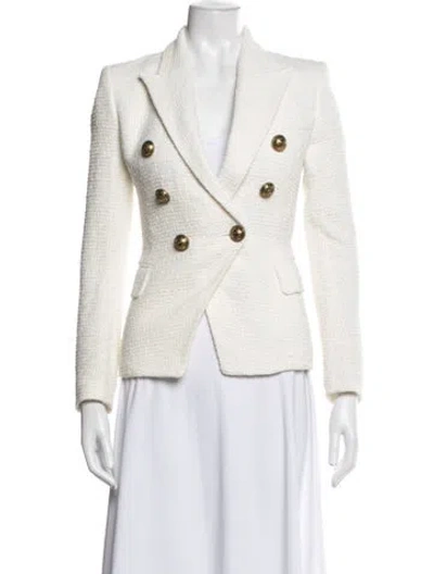 Pre-owned Balmain Tweed Tweed Pattern Blazer W/ Tags In White