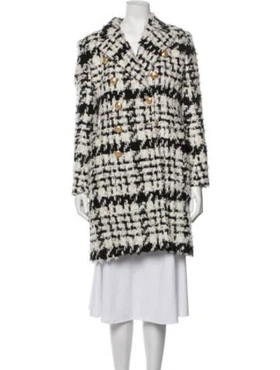 Pre-owned Balmain Tweed Tweed Pattern Coat In White