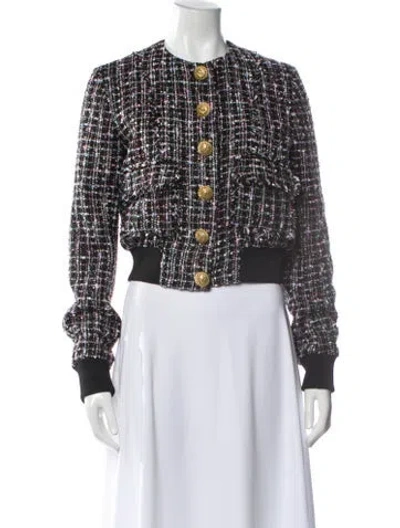 Pre-owned Balmain Tweed Tweed Pattern Evening Jacket In Multi
