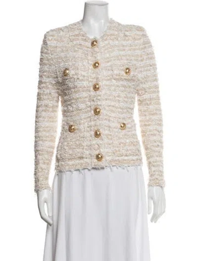 Pre-owned Balmain Tweed Tweed Pattern Evening Jacket In Neutrals