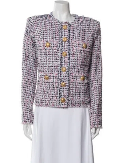 Pre-owned Balmain Tweed Tweed Pattern Jacket In White