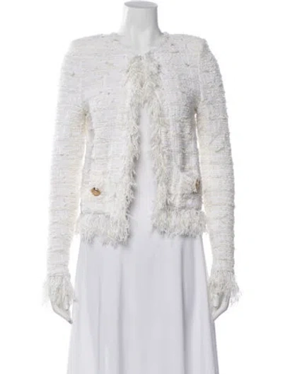 Pre-owned Balmain Tweed Tweed Pattern Jacket In White