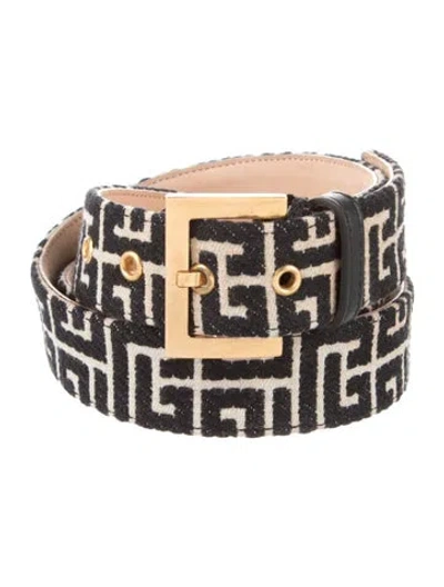 Pre-owned Balmain Tweed Waist Belt W/ Tags In Black