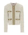 Balmain Tweed Zip-up Jacket In Nude