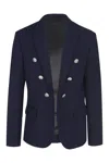 Balmain Embossed-button Double-breasted Blazer In Black