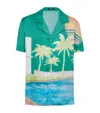 Balmain Short-sleeved Twill Pyjama Shirt With Palm Tree Print