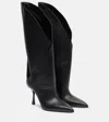 Balmain Twist 95 Leather Knee-high Boots In Black
