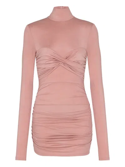 Balmain Twist-chest Long-sleeve T-shirt In Pink