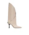 Balmain Twist Heeled Leather Boots In Neutral