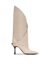 Balmain Twist Heeled Leather Boots In Burgundy