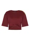 Balmain Twisted Button-embellished Top In Red