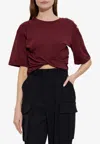 Balmain Twisted Cropped T-shirt In Burgundy