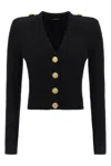 Balmain Twisted Knit Cardigan Sweaters And Cardigans Black In Black