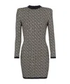 Balmain Monogram Wool-blend Knit Minidress In Black