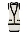 Balmain Knitted Sleeveless Mini Dress In Beige