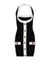 Balmain Black Dress With Square Neckline And Decorative Buttons In Black
