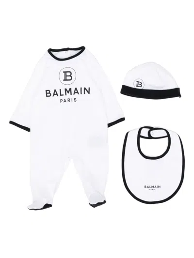 Balmain Two-piece Babygrow Sets In White