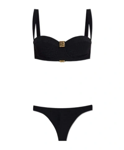 Balmain Two-piece Bikini Suit In Black