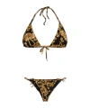 Balmain Grape Print Halterneck Bikini In Brown