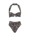 Balmain Two-piece Leopard Pattern Swimsuit In Black