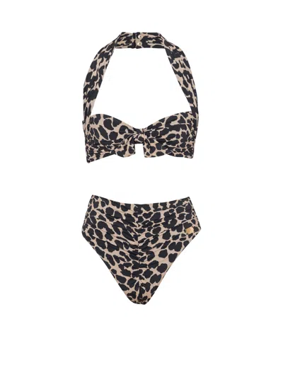 BALMAIN TWO-PIECE LEOPARD PATTERN SWIMSUIT