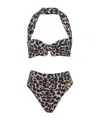 Balmain Two-piece Leopard Pattern Swimsuit In Multi