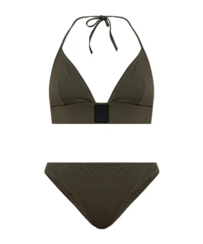 Balmain Logo Patch Bikini In Green
