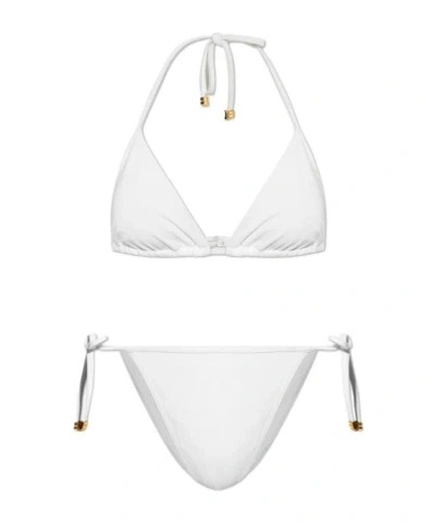 Balmain Logo Bead-detailing Bikini In White