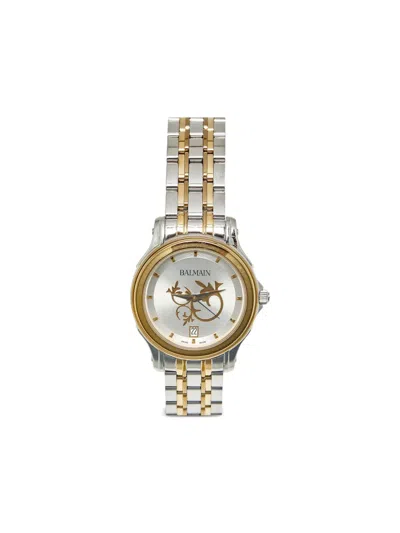 Pre-owned Balmain Two-tone 34mm Watch In Silver
