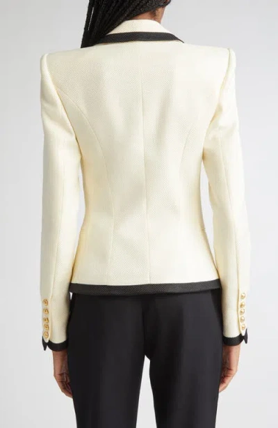 BALMAIN BALMAIN TWO-TONE BASKET WEAVE FITTED JACKET