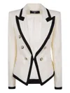 Balmain One Button Fitted Natte Jacket Clothing In White