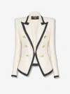 Balmain One Button Fitted Natte Jacket Clothing In White